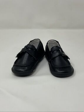 Pediped 21 toddler boy Black leather Velcro Dress Loafers shoes baby